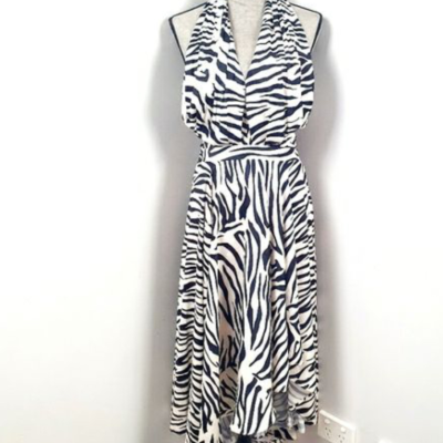 NWT Portmans Size 12 Halter Neck Dress zebra print 
