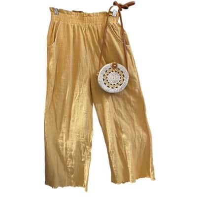 Ghanda Womens  Size S Wide Leg Pants Mustard 