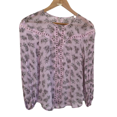 Country Road Womens  Size 10 Long Sleeve Top Floral / Purple 