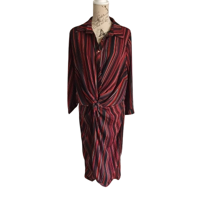 City Chic Womens  Size M Formal Dress Black  / Red Stripes BNWT