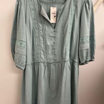  Womens  Size M Babydoll Dress Green RRP$99.95 NEW WITH TAGS 