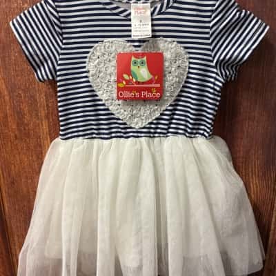 Ollies Place  Size 0 Navy Blue / White dress new 