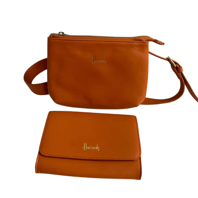  Womens Harrods Hoxton Crossbody Bag & Clutch Orange