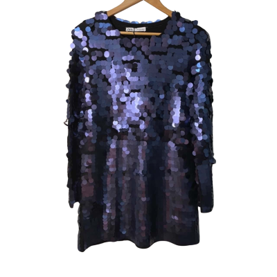 BNWT Zara Size M Black / Blue Sequin Dress