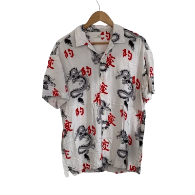 Jack & Jones Mens  Size M Short Sleeve Shirt Black  / Red / White 