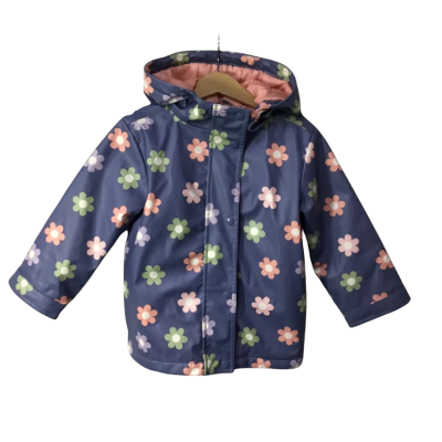 Target Girls Size 4 Blue / Green / Coral / Purple / White Floral Front Zipper Hooded Jacket