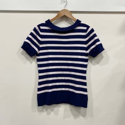 Review Womens  Size 12 Short Sleeve Top Navy Blue / Striped / Pink
