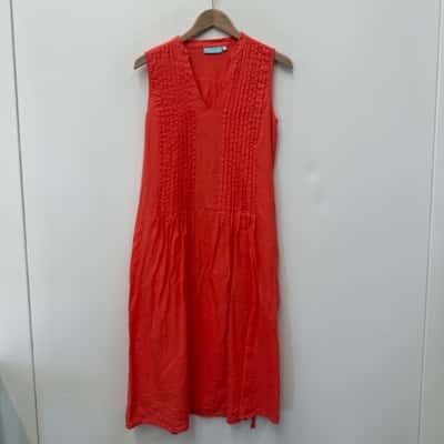 Blue Illusion 100% Linen Midi Dress - Size XS 