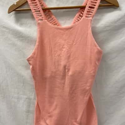 Kookai coral cotton singlet top, Size 2