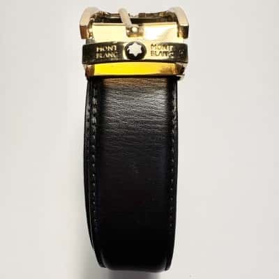 Montblanc reversible leather belt with a gold-tone buckle