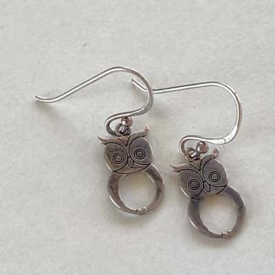 925 Sterling Silver Owl Earrings 