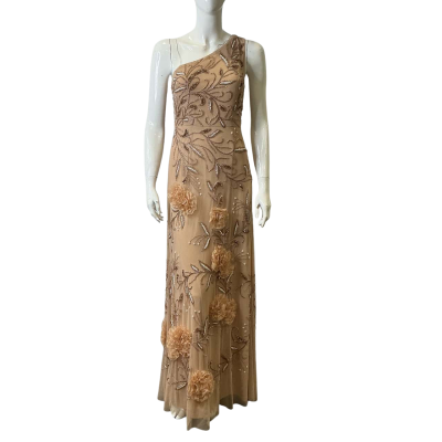 BNWT AIDAN MATTOX Size 10 Formal Dress Beige / Champagne 