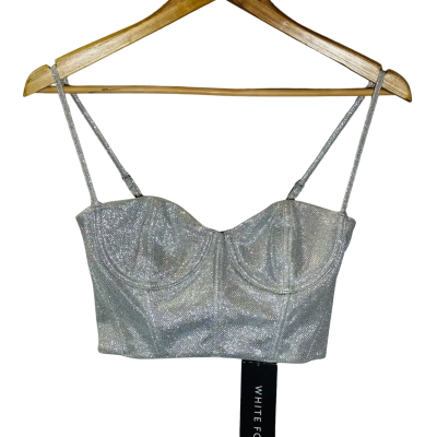 WHITE FOX Size S ‘Sweet Thing Bustier’ Bralette Silver 