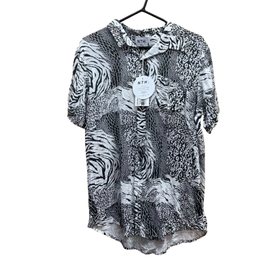  NTH Mens  Size M Short Sleeve Shirt Black  / White 