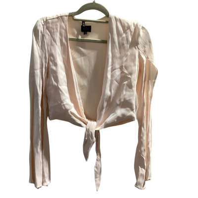Bardot Womens  Size 6 Wrap Around Top with Split Sleeves Pale Pink