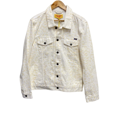 Double Rainbouu Womens  Size M Oversized Denim Jacket White LeopardRRP $219.95