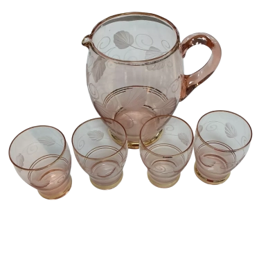 Vintage Water Jug with 4 Glasses