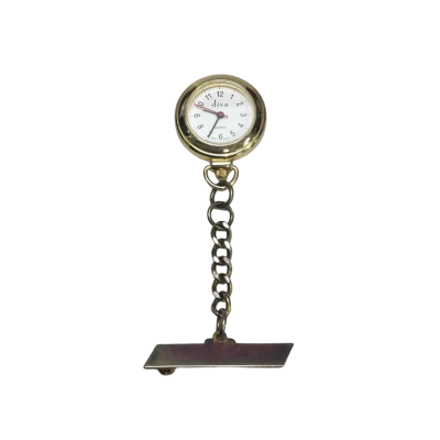 Diva Gold-Tone Nurse’s Fob Watch With T-Bar Chain