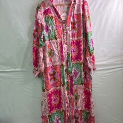 Boho Australia Womens Size L Maxi Patchwork Dress Floral BNWT