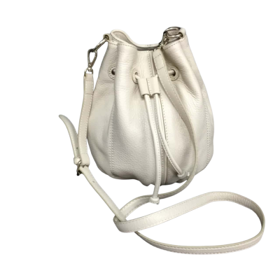 Oroton Pebble Leather Draw String Cross Body Bag Cream 