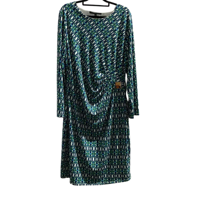 Liz Jordan Womens  Size XL Long Sleeve Dress / Midi Dress Green / Pattern 