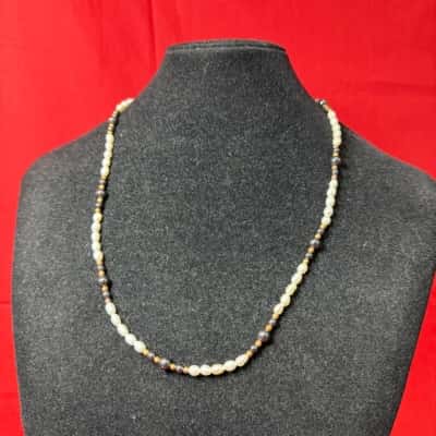 Pearl & Grey Bead Necklace