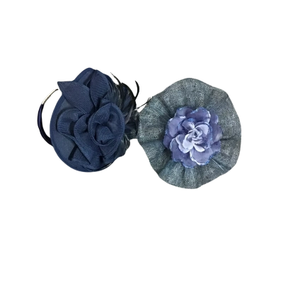 Selection of 2 Womens One Size Blue Straw, Feather & Flower Fascinators