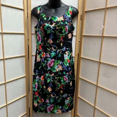  ANDREA YASMIN Women's  Size 3 (AU12) Mini Dress / Sleeveless Dress  Animal print / Black  / Floral / Multicoloured  RRP: $269.50