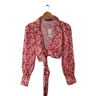 Sportsgirl Womens Red Floral Crop Top - Size 8