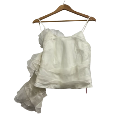 Simona Corsellini, Womens, ITA Size 46, lightly boned single long sleeved spaghetti strap white top 