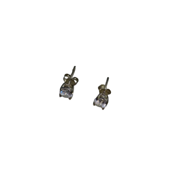 6mm Round Clear Stone Silver Stud 925