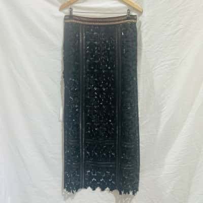  SELF PORTRAIT Size 14 ‘Arabella’ Midi Skirt Black  