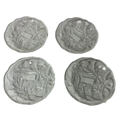 Set of 4 Mikasa "Bluebells" Pattern Clear & Frosted Glass Plates