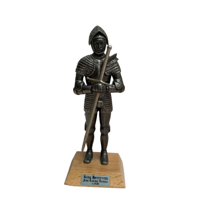 King Henry VIII Foot Combat Armour Silver Statue Wooden Base c.1520