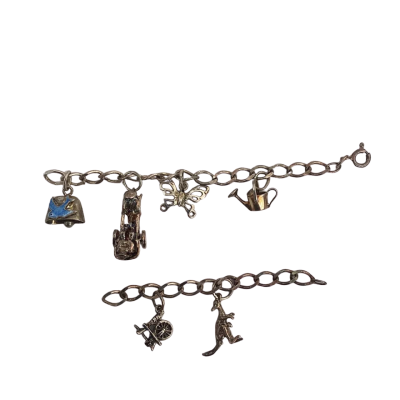  Vintage Womens Charm Bracelet Sterling Silver Stamped Italy 925 (As Is, Needs Repair)