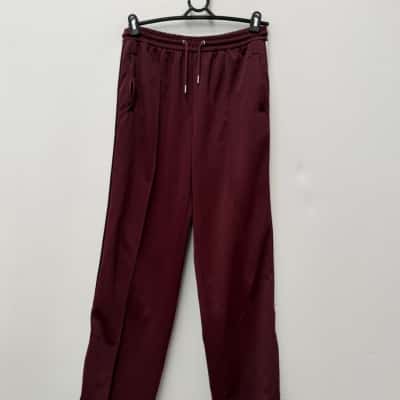 Witchery Side Stripe Wide Leg Track Pants Maroon - Size S