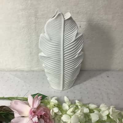White Tall Leaf Shape Ceramic Vase (new)