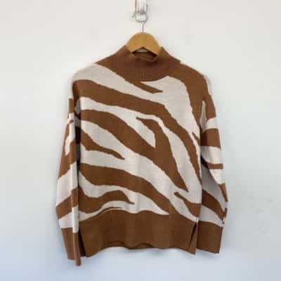 David Lawrence White Beige 100% Merino Wool Jumper  Size XS 