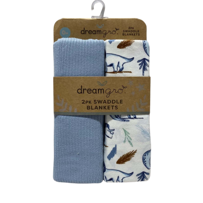 Dream Gro 2 Pack Baby Swaddle Blankets  30" x 40" each     Loose Manchester