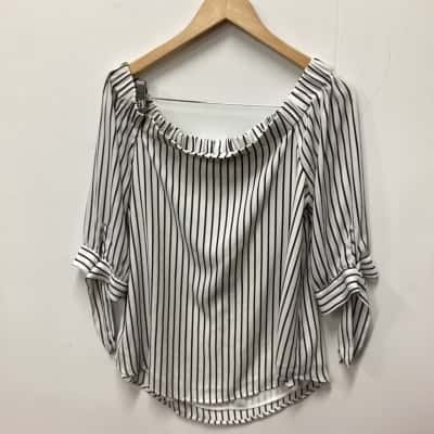 Decjuba Womens  Size 10 3/4 Sleeve Top Striped (k)