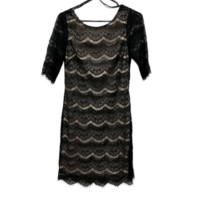 Bariano Womens  Size 14 Cocktail Dress / Formal Dress / Midi Dress / Short Sleeve Dress  Beige / Black  / Multicoloured 