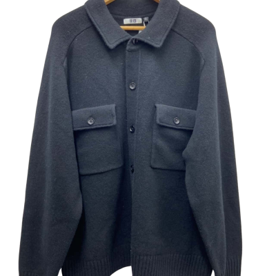 Uniqlo Men’s Size XL LAMBSWOOL Knitted Jacket Black RRP $59.90