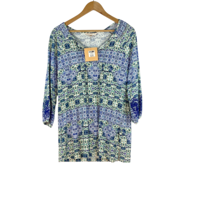 Noni B - Turkish Sea Tessa Printed Top (Size M)