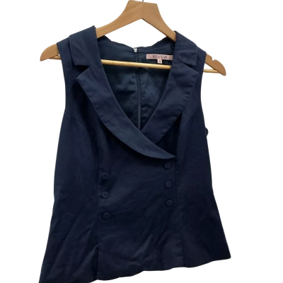 Review Womens  Size 12 Sleeveless Top Navy Blue 