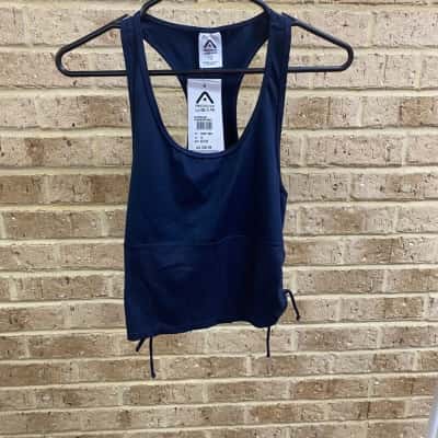 Rockwear Womens  Size 12 Tie Side Rib Detail Singlet Deep Sea