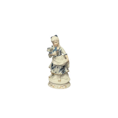 Vintage Ceramic Bouquet Woman Statue