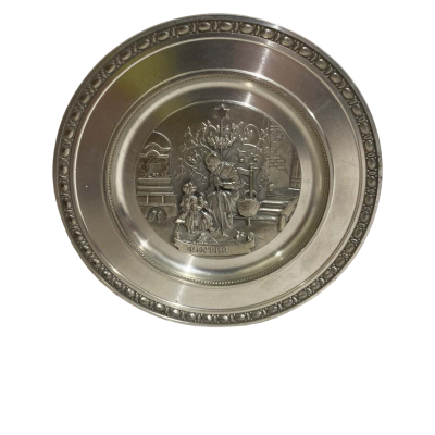Zinn Pewter Decorative Plate Winter