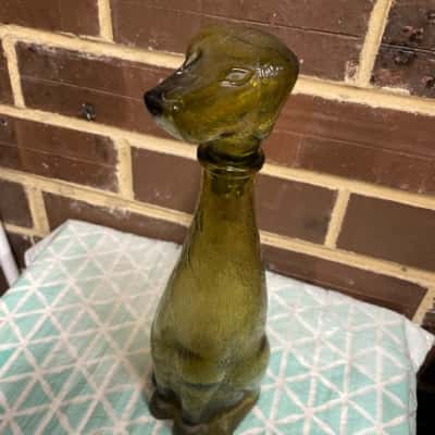 Vintage Green Dog Decanter