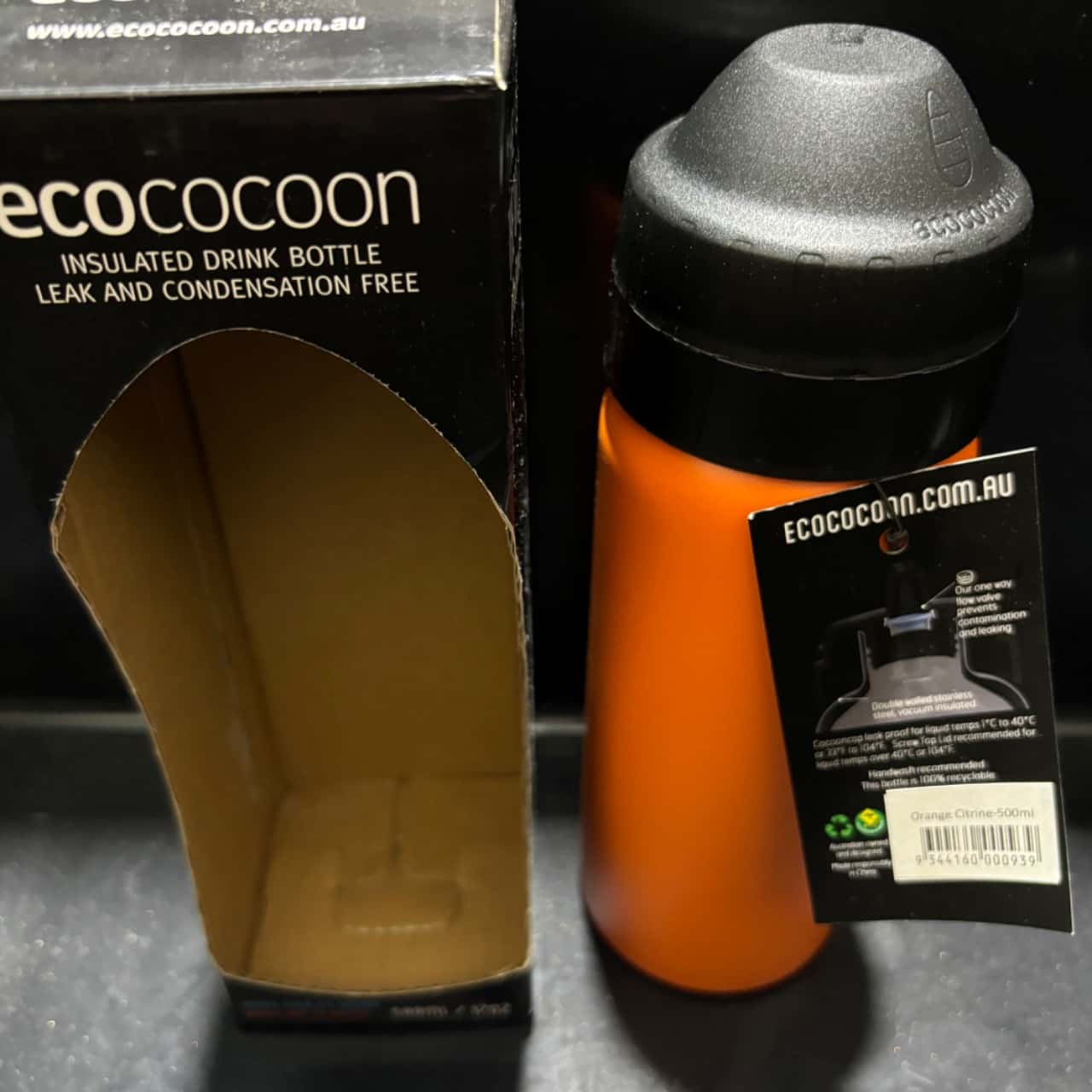 Ecococoon Orange Insulated Stainless Steel Water Bottle 500ml (s)