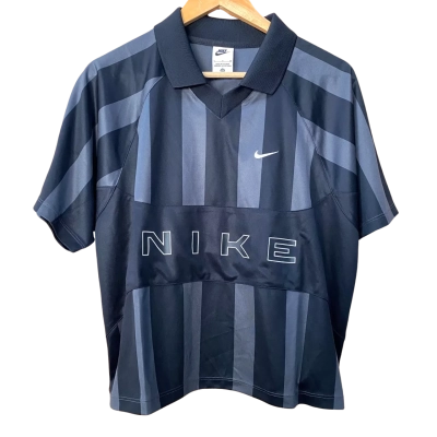 Nike Black/Grey Striped Jersey Top Size S
